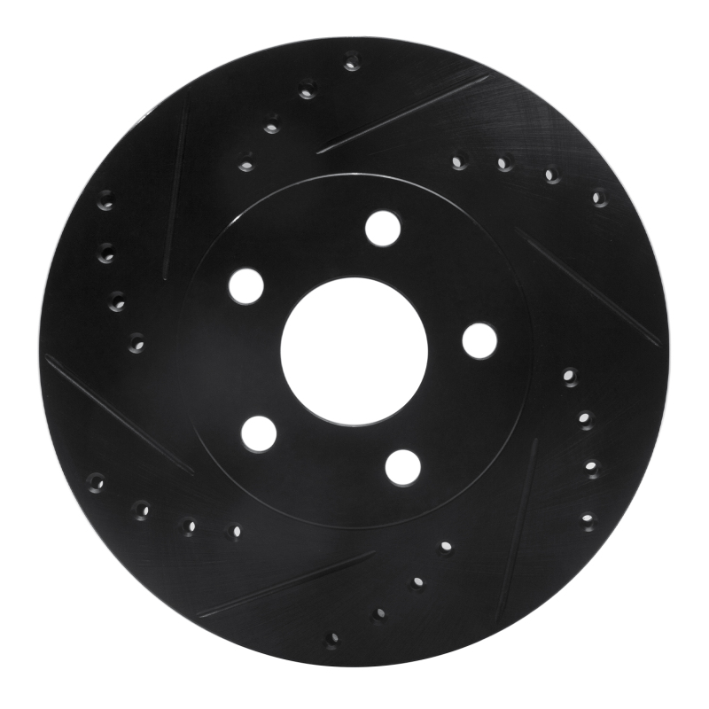 Buick Skylark Brake Rotor (1) - Front Left - R1 Concepts - Drilled & Slotted - Black - `90-`05